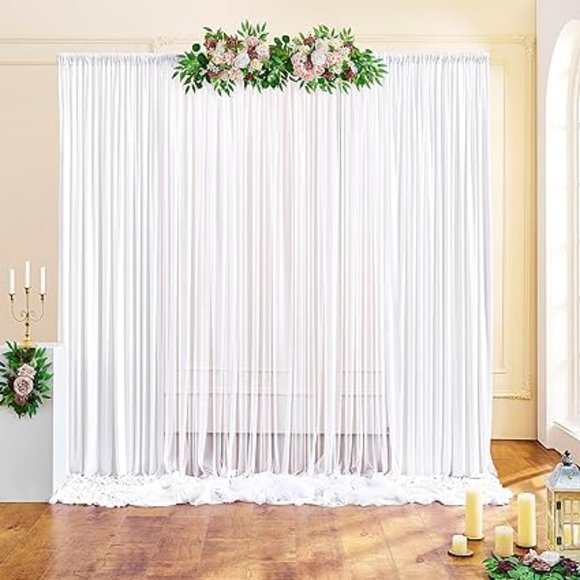 Wrinkle Free White Tulle Backdrop Curtains for Wedding Fabric Party Decorations - Picture 2 of 6